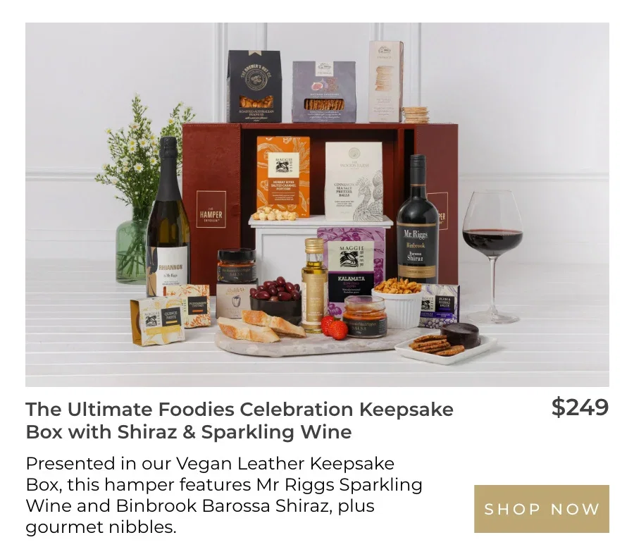 The Ultimate Foodies Celebration Keepsake Box with Shiraz & Sparkling Wine