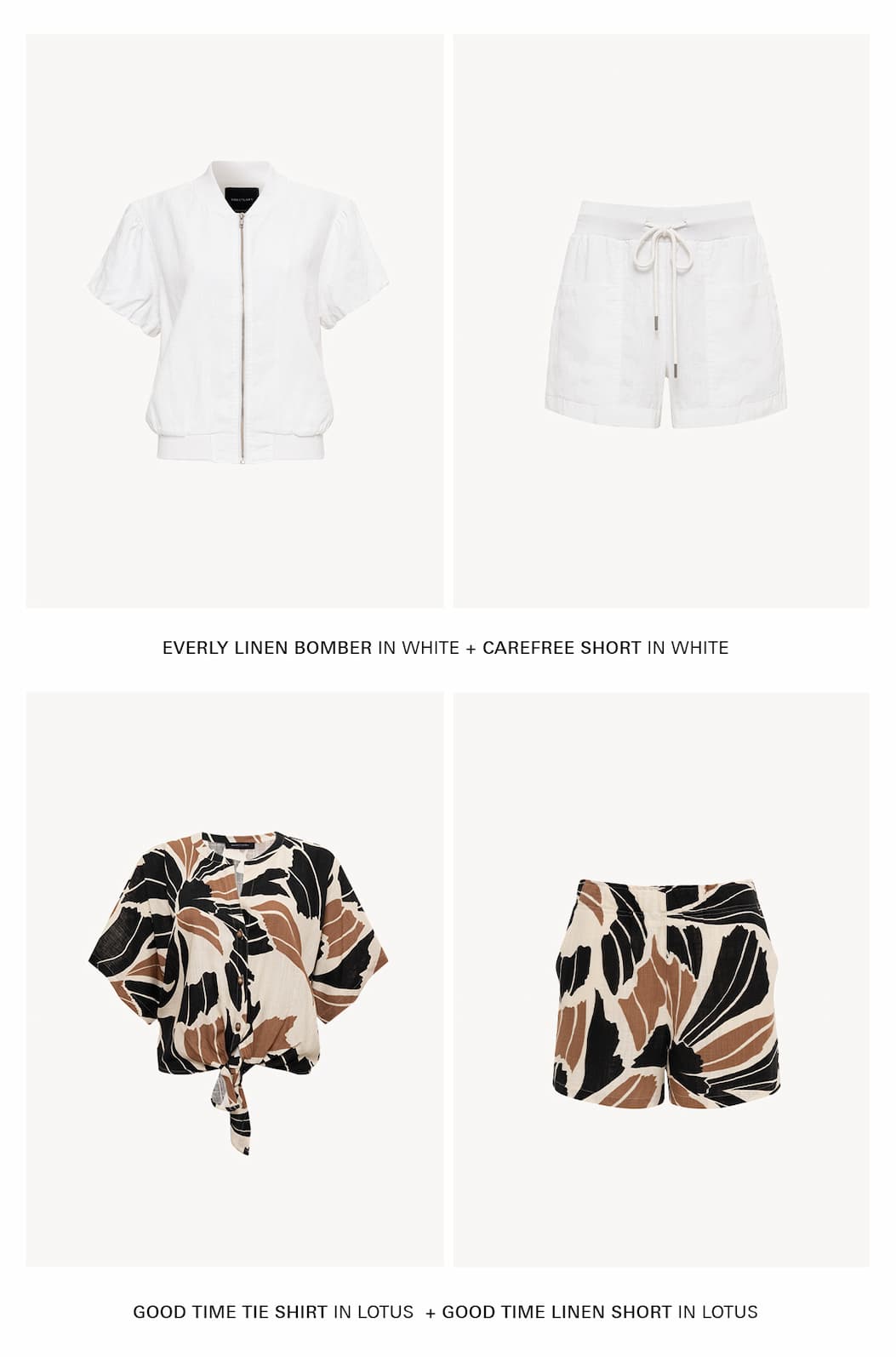 shop our favorite sets - linen shorts and jacket and linen shirt and shorts