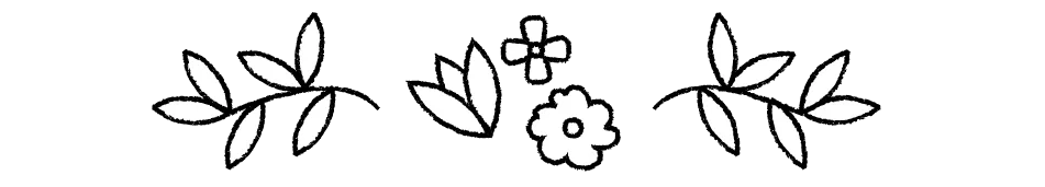 A decorative border of illustrated flowers and leaves