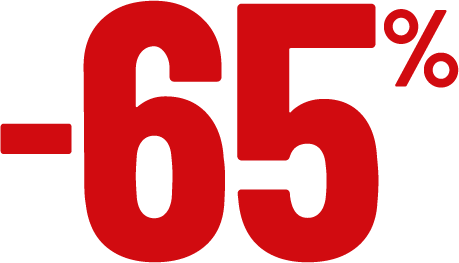 moins 65 pour cent