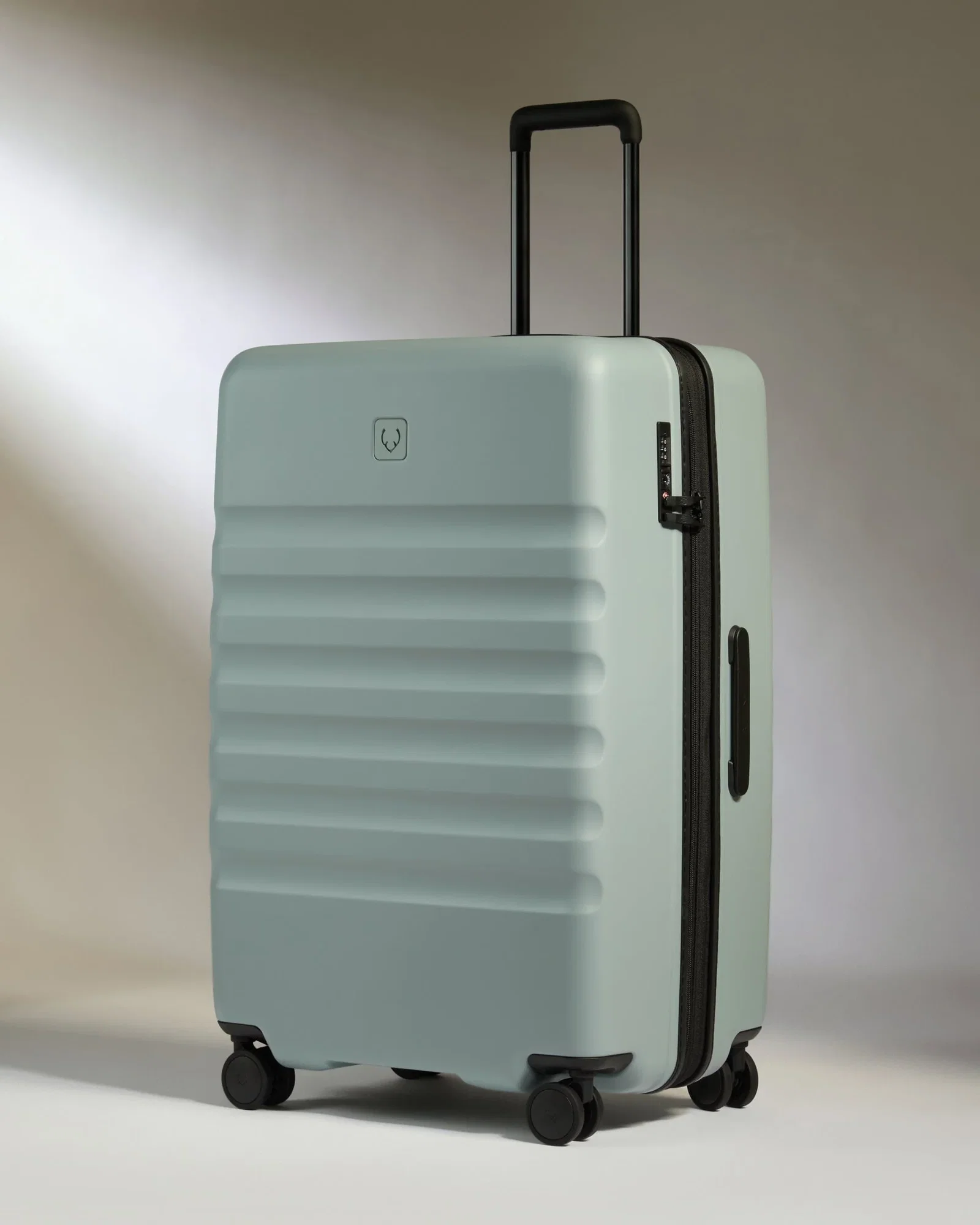 Image of Large Suitcase in Mist Blue - Icon Stripe