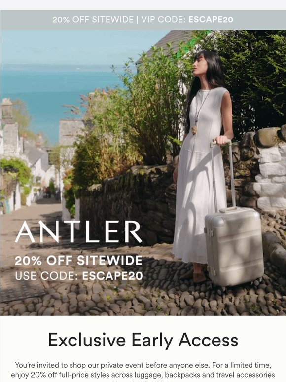 Your exclusive early access to 20% off starts now