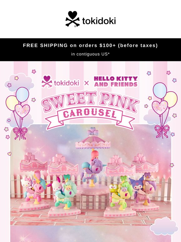 Take a spin with the tokidoki x Hello Kitty and Friends Sweet Pink Carousel Blind Box Collection! 🎠💕