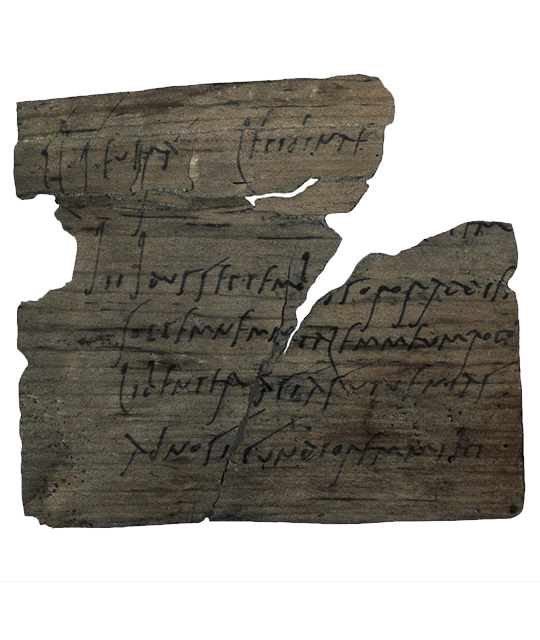 Wooden tablet with writing in black ink