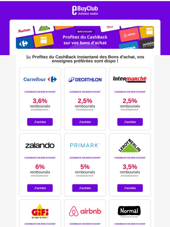 ✨ CashBack instantané sur + de 200 enseignes