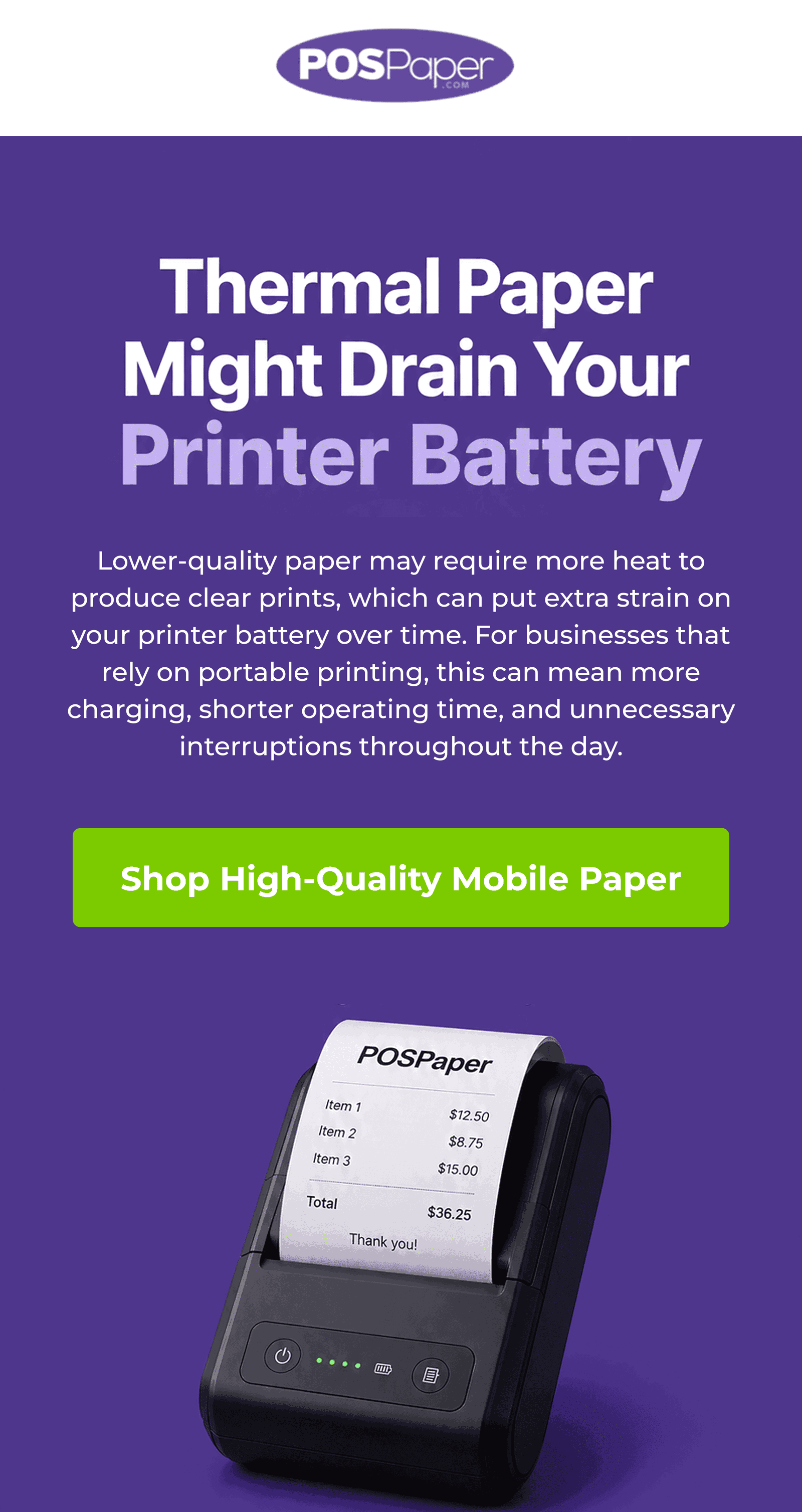 Mobile Printer Paper Rolls