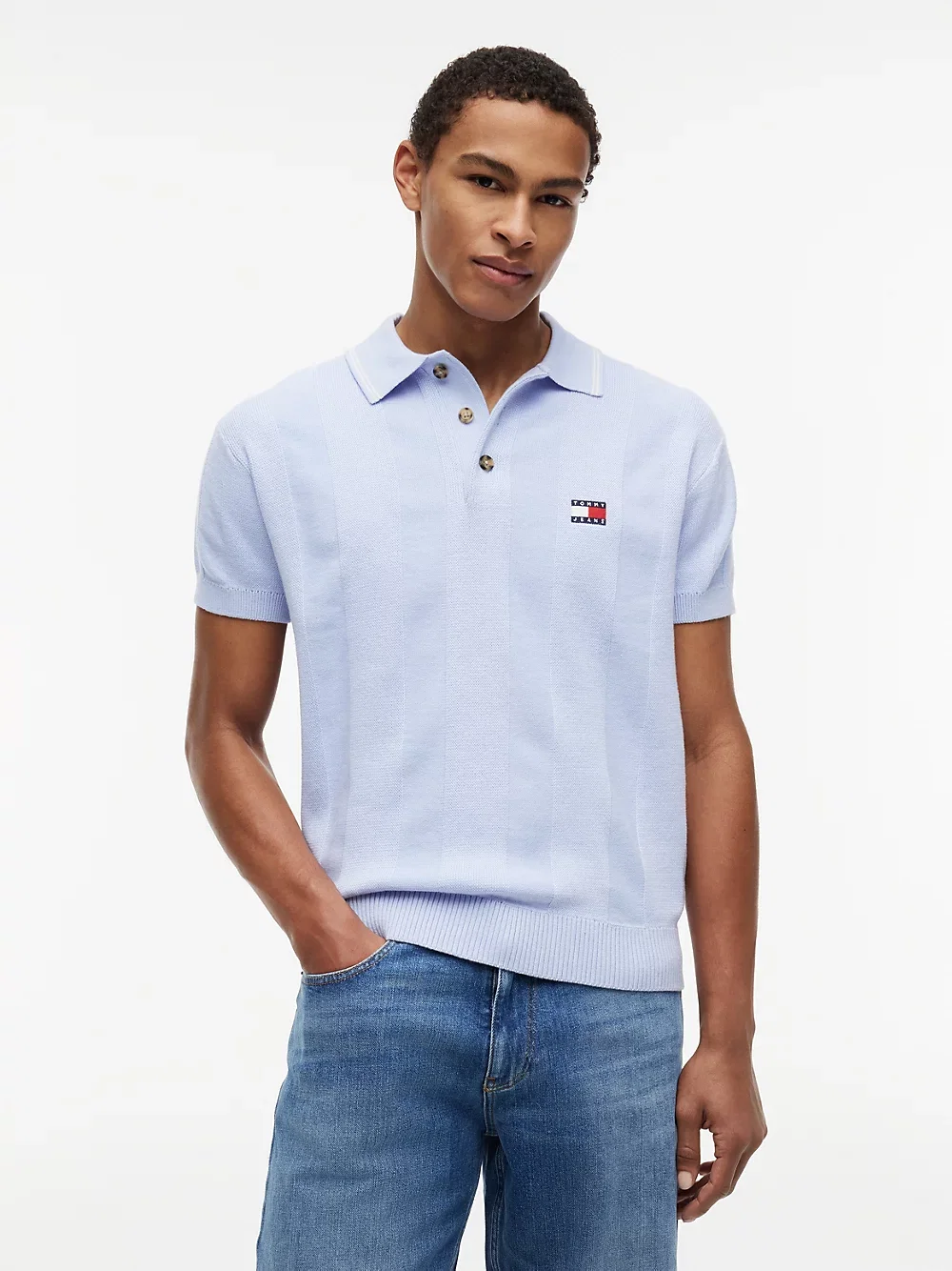 Regular Fit Strick-Poloshirt mit Struktur