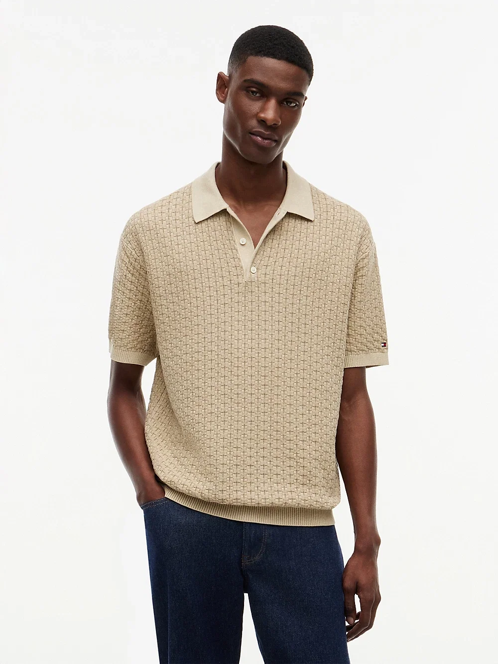 Gewaschenes Poloshirt mit Struktur