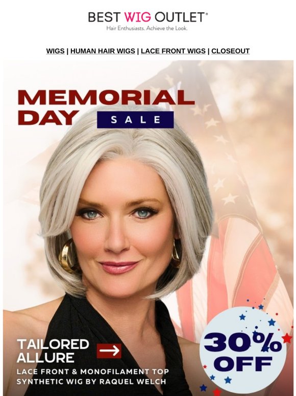 Salute to style: 30% OFF on wigs this Memorial Day! ✨