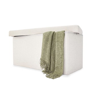 Linen look storage ottoman