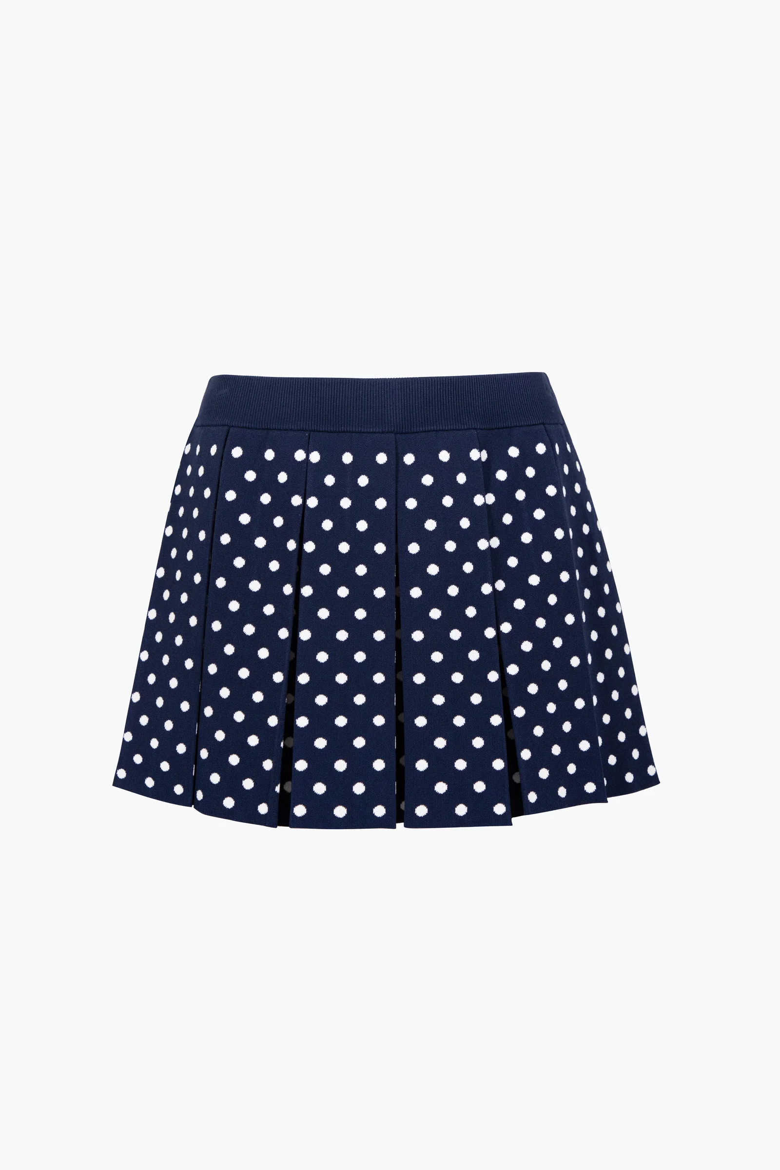 Image of ERMINE SKIRT IN NAVY WHITE POLKA DOT