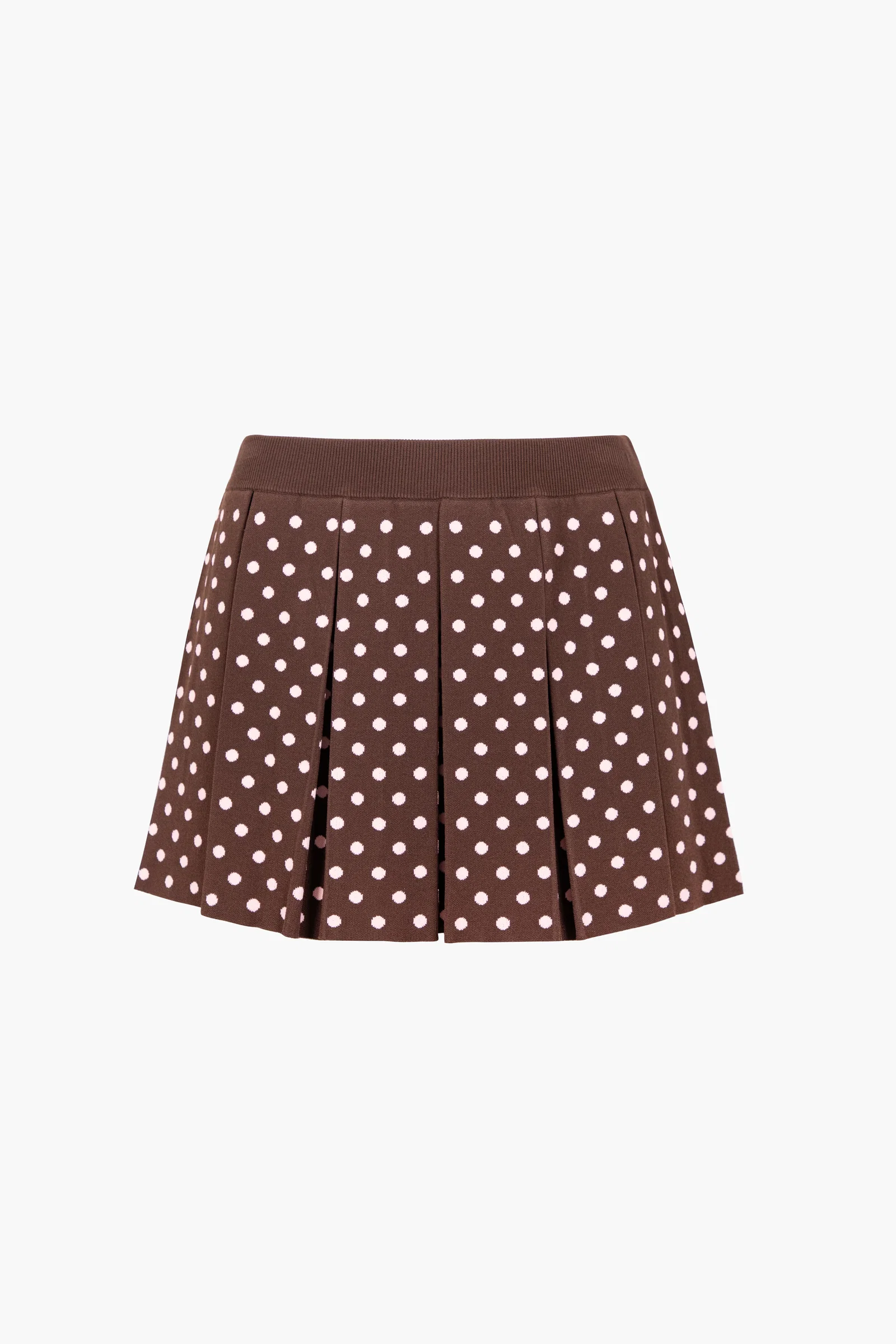 Image of ERMINE SKIRT IN BROWN PINK POLKA DOT