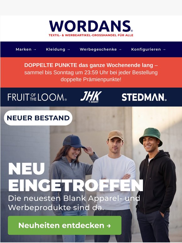 Neu diesen Monat: Caps, Fleece, Workwear & mehr.