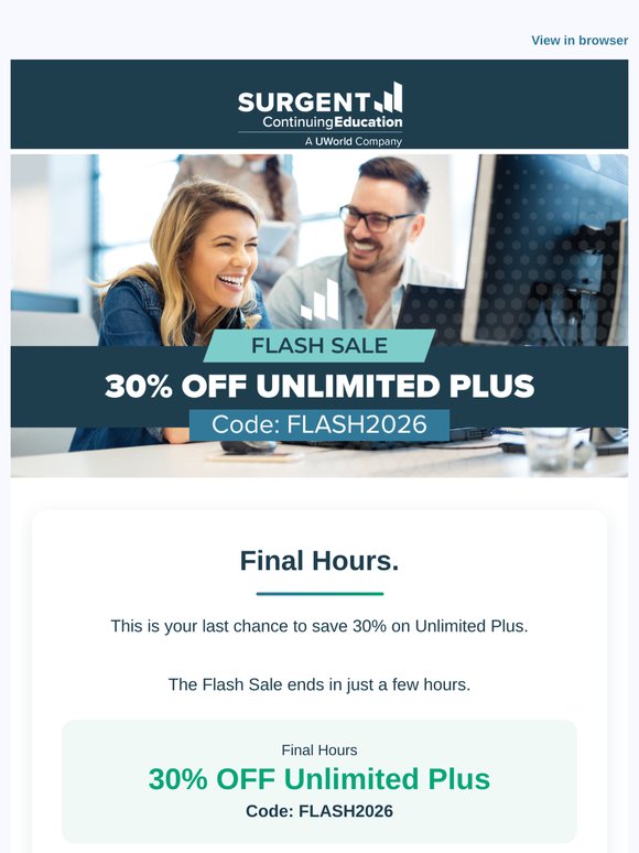 Hurry! Flash Sale: 30% Discount on Unlimited Plus