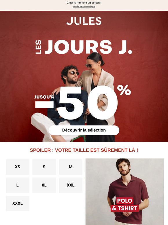 Jusqu'à -50% | —, votre taille est encore disponible !