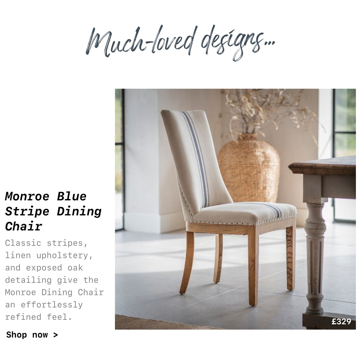 Shop Monroe Blue Stripe Dining Chair