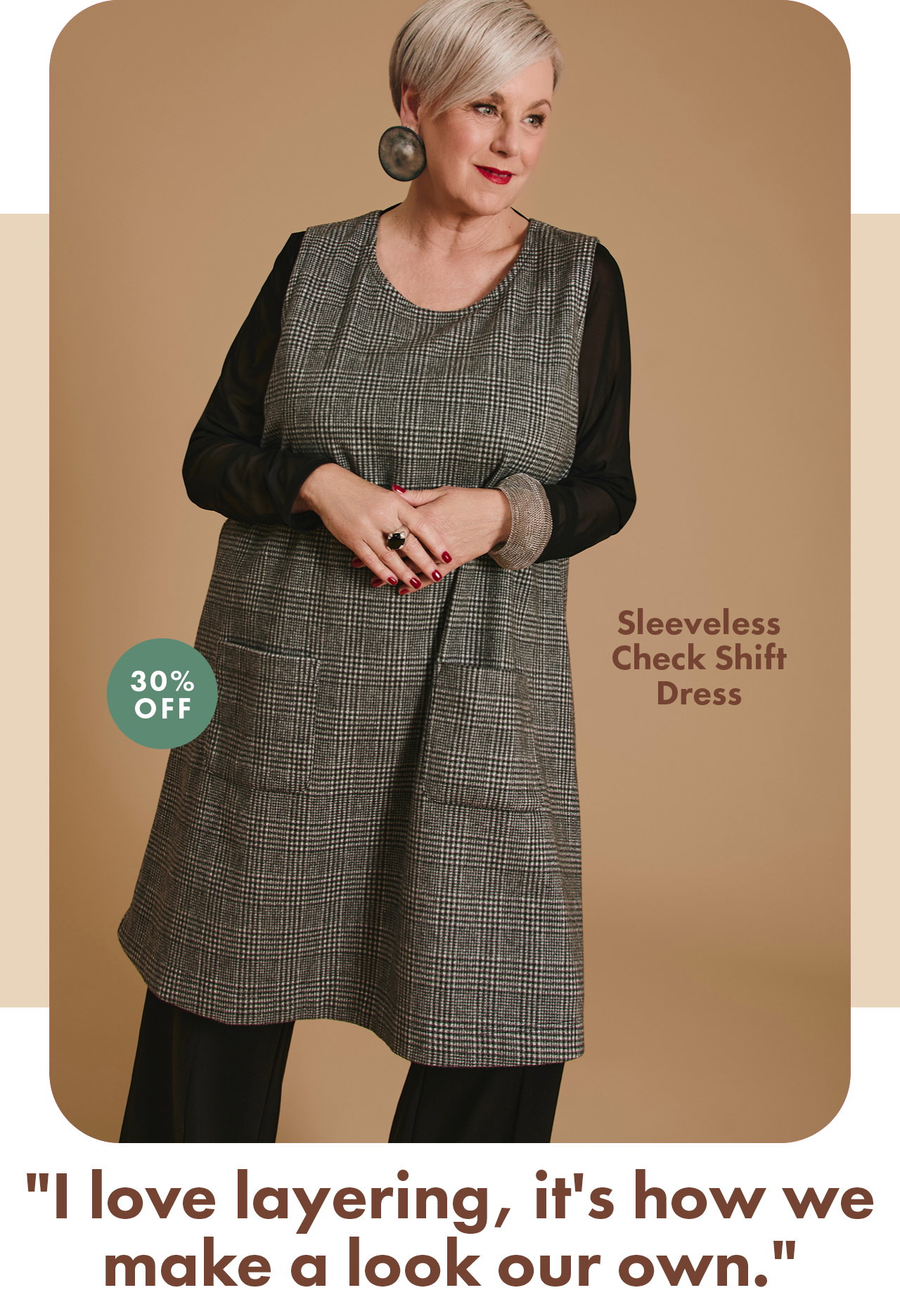 Sleeveless Check Shift Dress