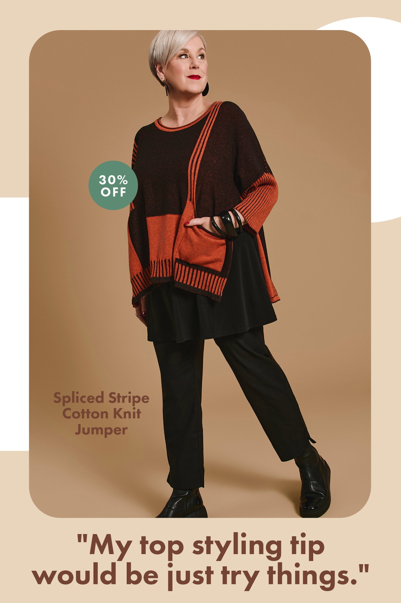 Spliced Stripe Cotton Knit Jumper