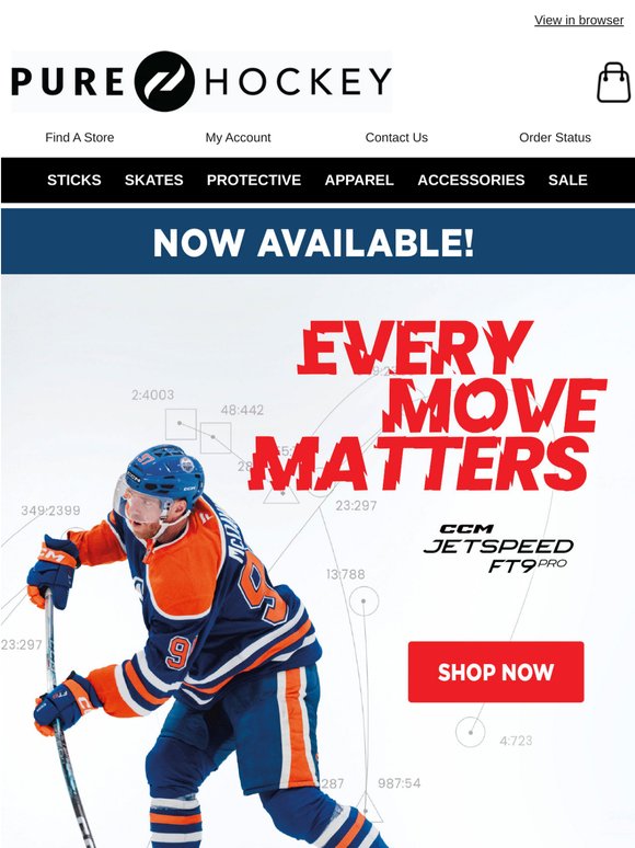 NOW AVAILABLE 🔥 Get The New CCM JetSpeed FT9 Pro Stick At Pure Hockey