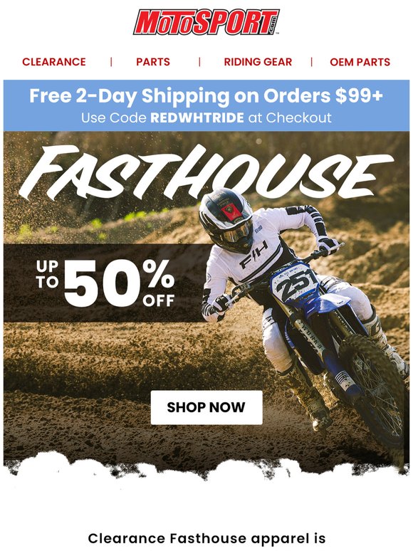 Fasthouse, fast deals: up to 50% off