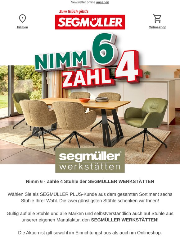 SEGMÜLLER Werkstätten - 6 Stühle für 4
