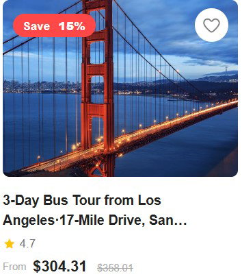3-Day Bus Tour from Los Angeles·17-Mile Drive, San Francisco and Yosemite National Park 4.7 (188 reviews) Tour Code: 728748