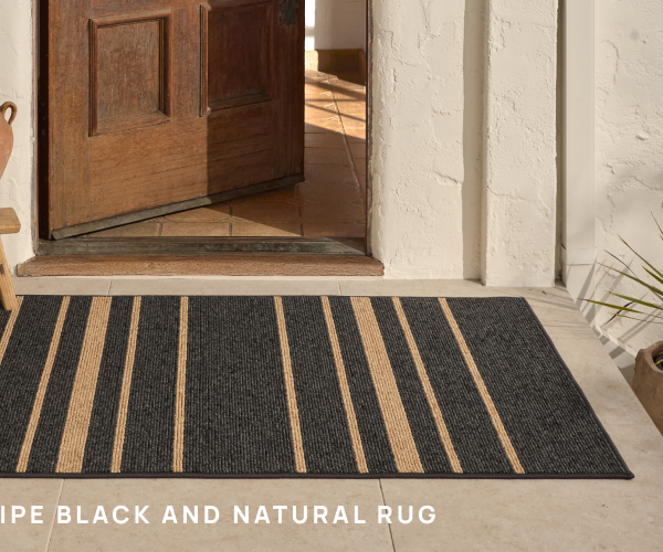 Arden Stripe Black And Natural Rug 