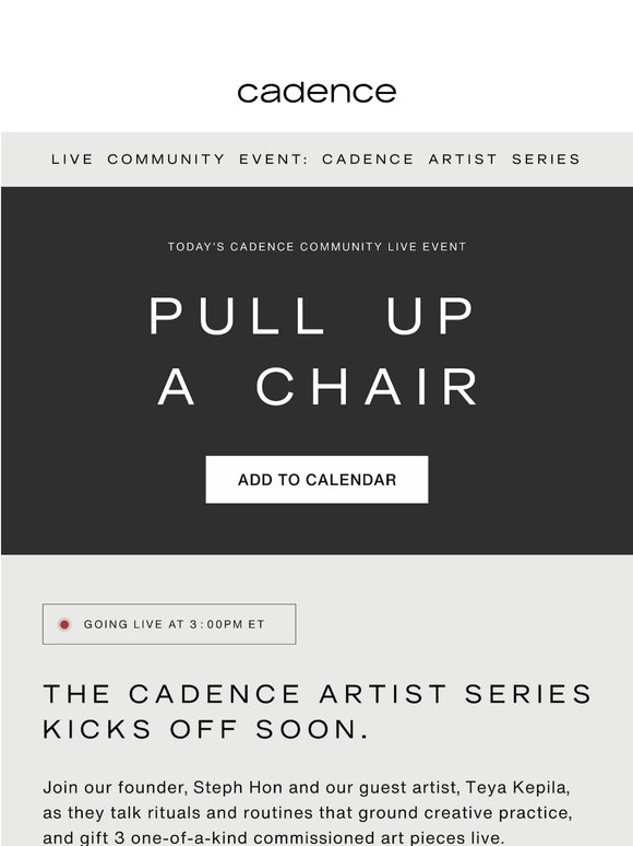 Our first Artist Series Live Event begins soon