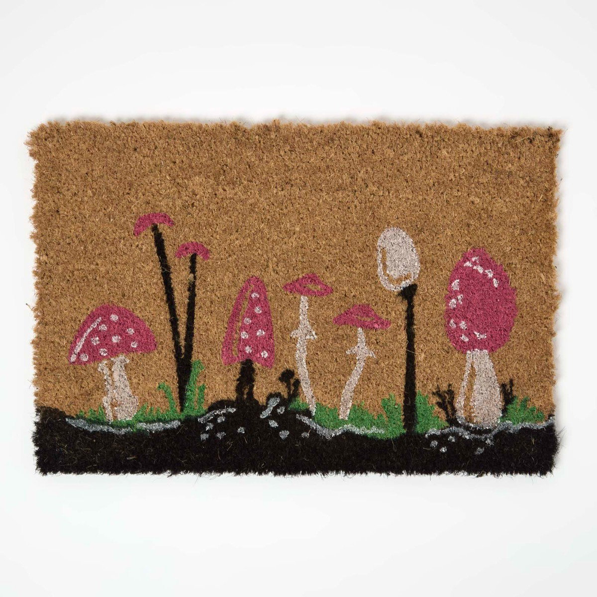 Image of Coir Doormat with Red Mushroom Pattern, 40 x 60 cm