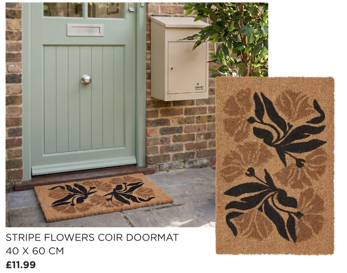 Stripe Flowers Coir Doormat, 40 x 60 cm £11.99