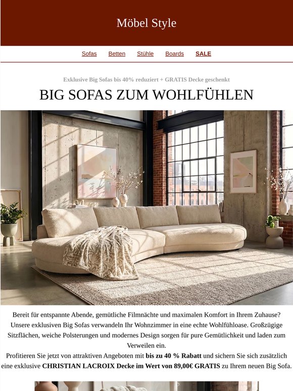 GRATIS Decke zu Ihrem Big Sofa 🎁