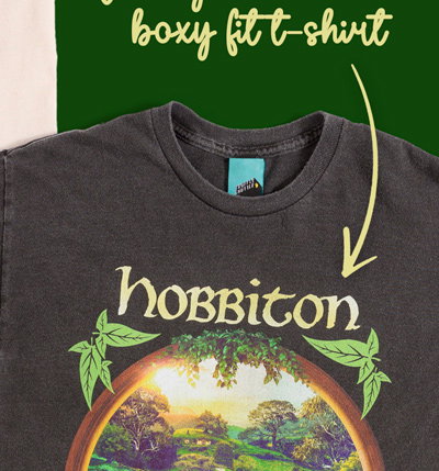 The Lord Of The Rings Hobbiton Vintage Wash Charcoal T-Shirt 1