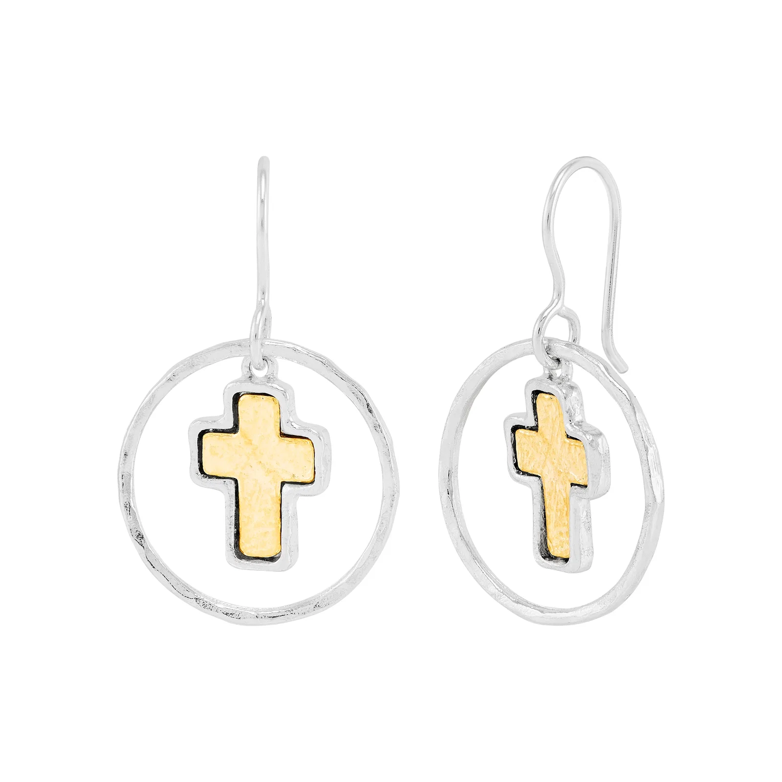 Crossing Circles Drop Earrings, Two-Tone