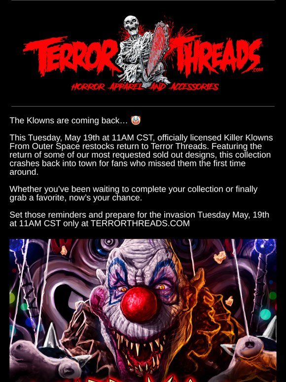 Killer Klowns Return Tuesday at 11AM CST 🤡