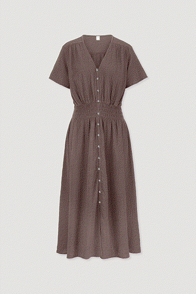 Musselin Kleid mit Taillierung Midi aus reiner Bio-Baumwolle