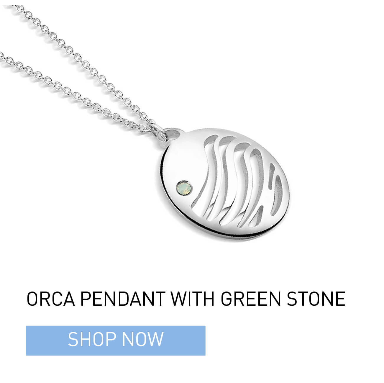 Orca Pendant with Green Stone