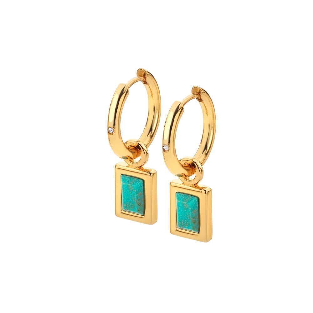 Image of HD X Golden Edit Rectangle Earrings - Turquoise