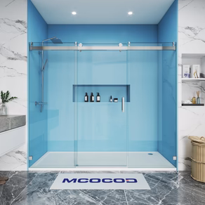 Customize for Large Openings Spaces Soft-Closing Single Sliding Frameless Shower Door - SS08-3