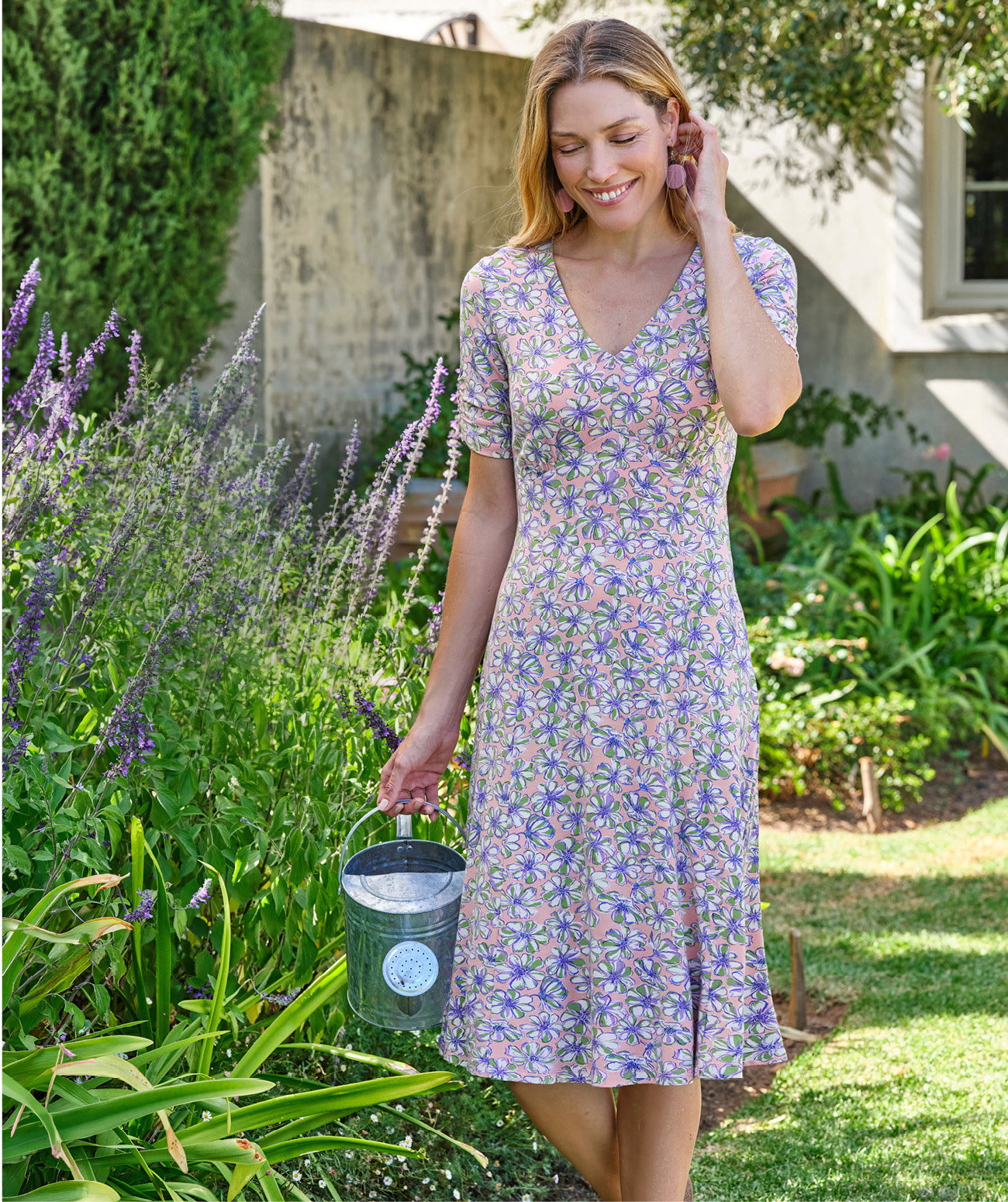 Tea Dress With Gathered Sleeves