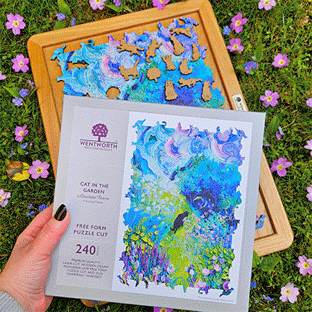 Cat in the Garden - Free Form Puzzle Cut