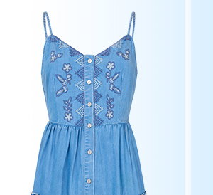 Ellie Embroidered Denim Dress