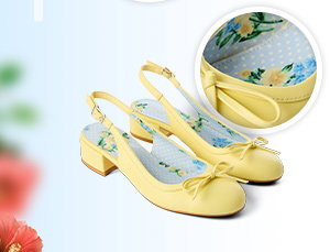 Romy Vintage Slingback Flat Block Heeled Shoes