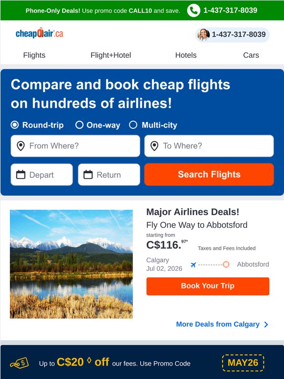 ✈ Major Airlines Deals! Fly from C$116.97*