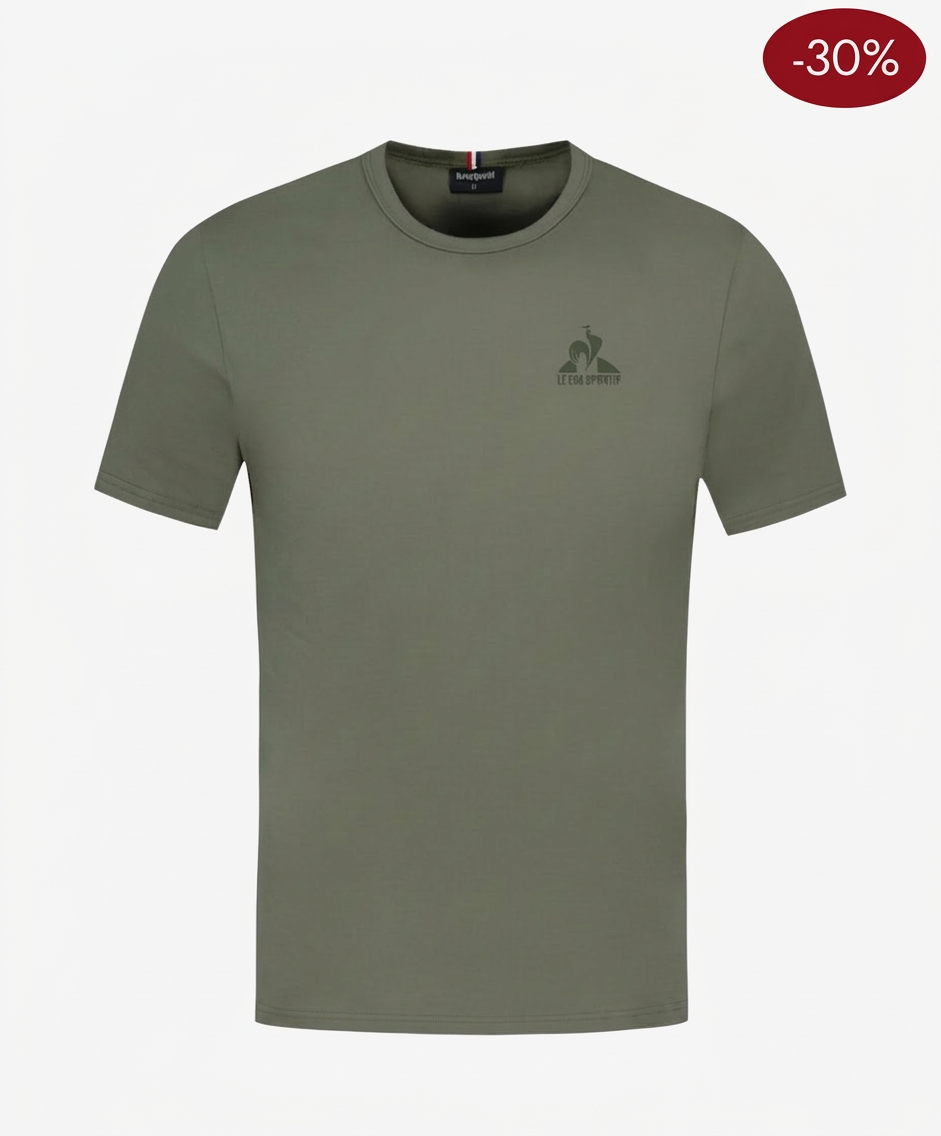 A green t-shirt with a small rooster logo and "LE COQ SPORTIF" text.