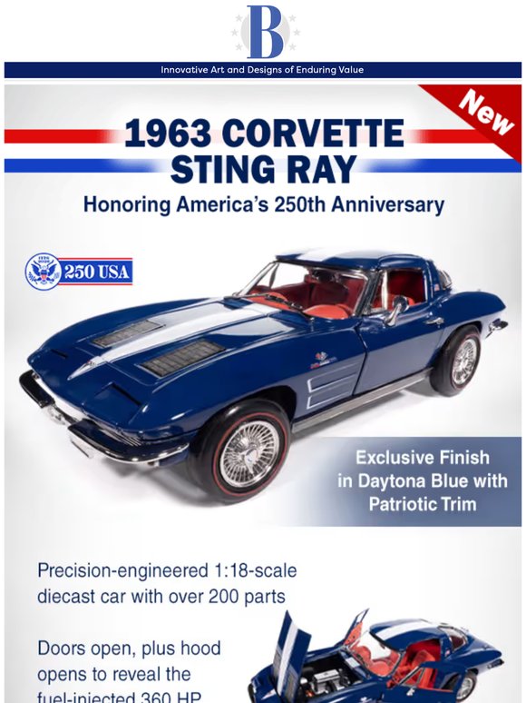 Usher in America's 250th Anniversary! '63 Corvette Diecast Car