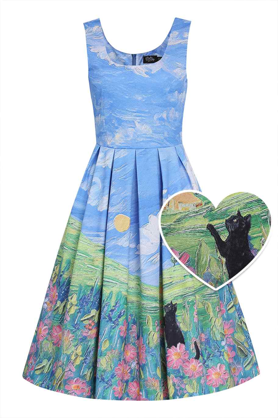 Image of Amanda Cat Adventure Swing Dress In Pastels