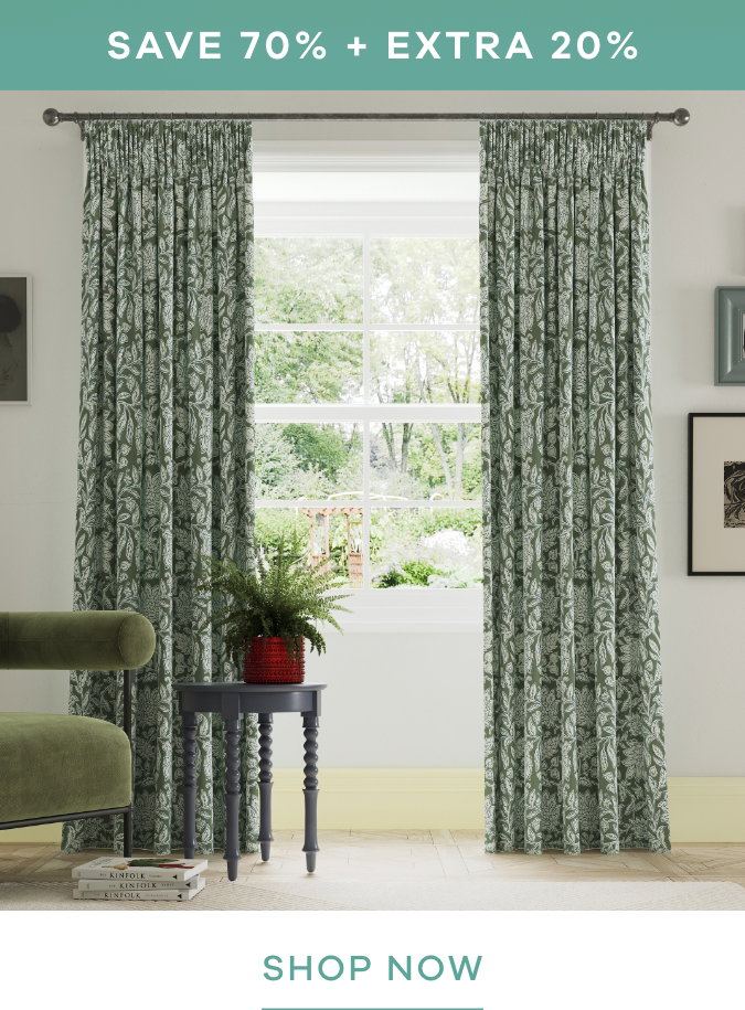 Save 70% + Extra 20% Land & Shore Rowallane Lined Curtains in Green