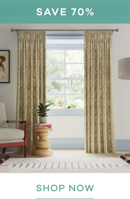 Save 70% Land & Shore Rowallane Lined Curtains in Ochre/Multi