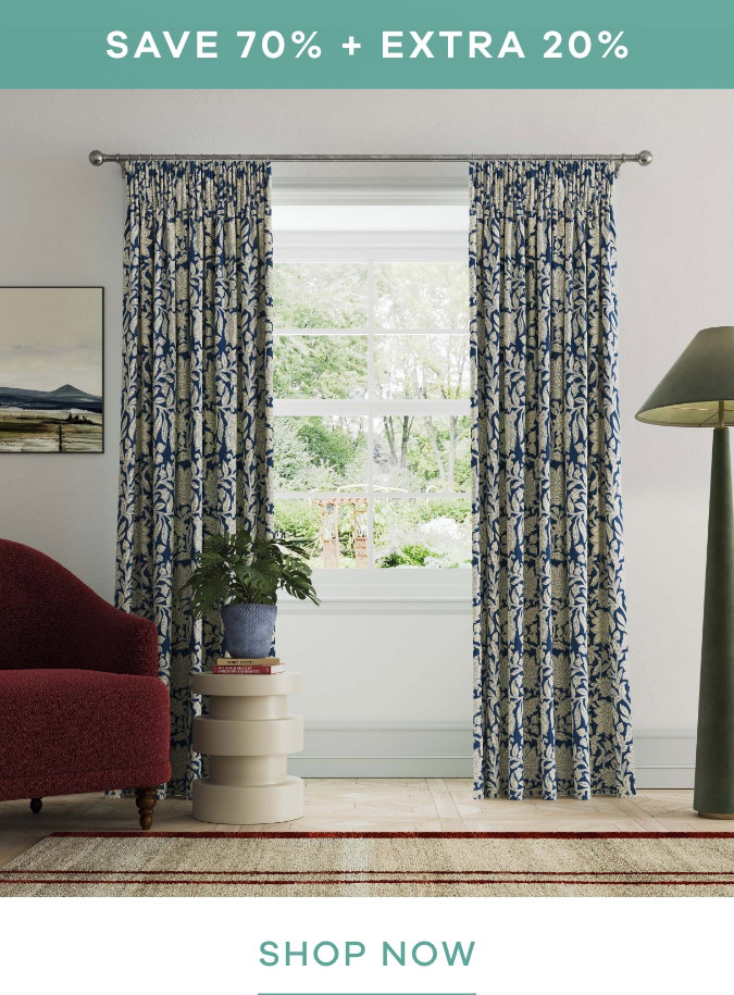 Save 70% + Extra 20% Land & Shore Rowallane Lined Curtains in Blue