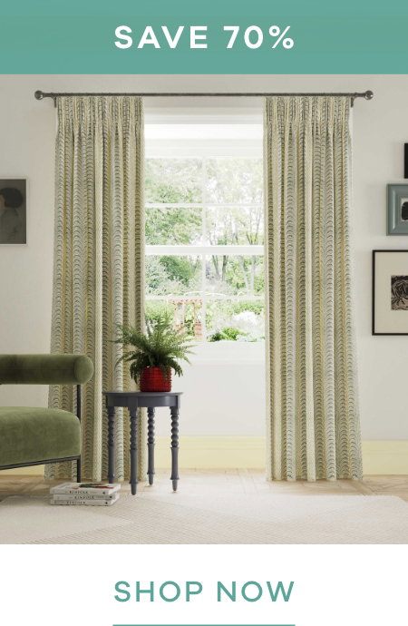 Save 70% Land & Shore Fintra Stripe Lined Curtains in Green